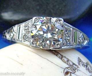 GENUINE Antique Deco Platinum Diamond ENGAGEMENT Ring 7  