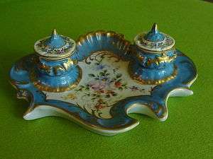 Fine Vintage Limoges France Decor Main French Blue Turquoise Rococco 