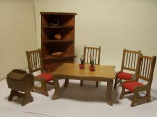 Vintage Halls Doll House Miniatures Wooden Dining Furniture  