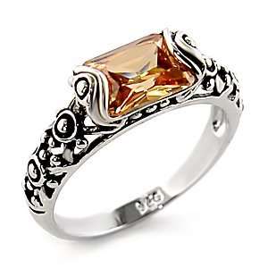    Gemstone CZ Rings   Antique Inspired Champagne CZ Ring Jewelry