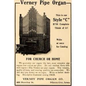  1905 Ad Verney Church or Home Pipe Organ Style C Price 