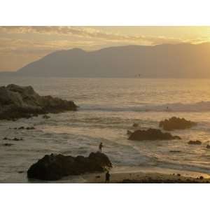  Fishermen Cast Their Lines into the Surf Near Antofagasta 