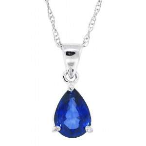  1.66Ct Genuine Pear Shaped Sapphire Solitaire Pendant in 