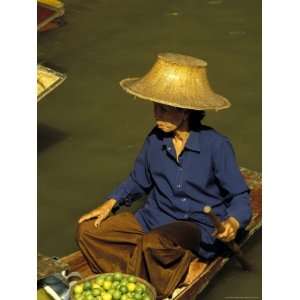  Portrait of a Thai Woman Vendor in Straw Hat with a Basket 