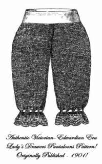 Victorian Edwardian Ladys Knit Pantaloon Pattern 1901  