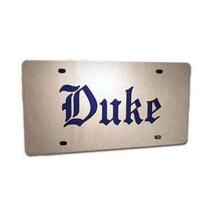  Duke Old English Script Mirror License Plate W/Blue Duke 