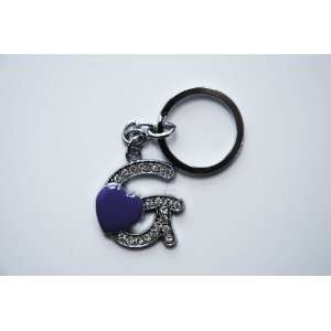  Word G Rhinestone Purple Heart Keychain 