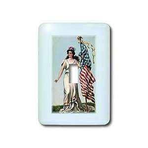  Florene Vintage   Vintage Lady Liberty With American Flag 