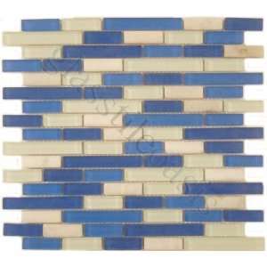  Cobalt Random Bricks Blue Via Appia Series Frosted Glass 