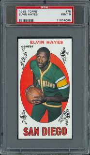 1969 70 Topps Basketball #75 Elvin Hayes (Rookie Hall of Famer), PSA 9 