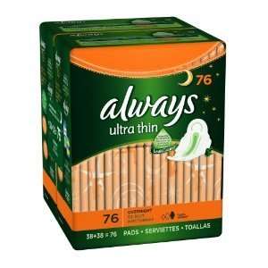  Always Ultra Overnight with Wings, Unscented Thin Pads 152 