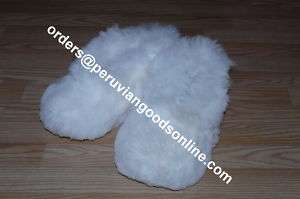 ORGANIC soft 100% Ivory White Baby Alpaca slippers Peru  
