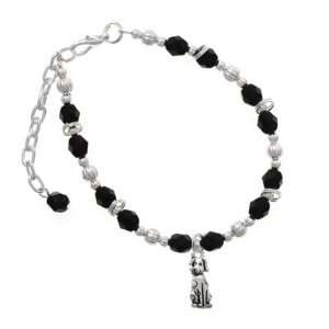 Spotted Dog Black Czech Glass Beaded Charm Bracelet [Jewelry]