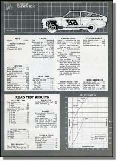 1976 Datsun B210 Road Test & Spec Magazine Article  