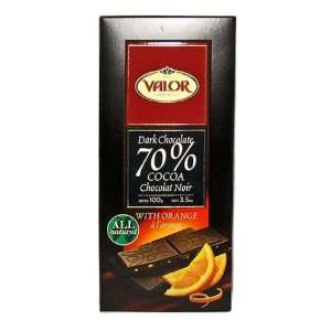 Valor Chocolate Bar 70% Dark with Orange Grocery & Gourmet Food