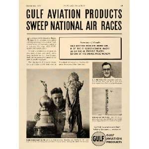 1937 Ad Gulf Aviation Product Oil Rudy Kling Greve Race   Original 