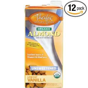 Pacific Natural Foods Organic Unsweetened Almond Beverage, Vanilla, 32 