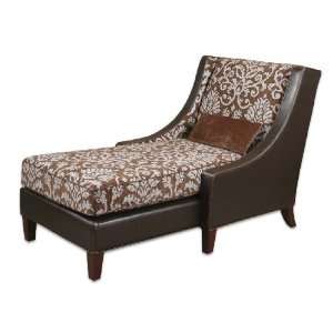   Chaise Lounge Plush Jacquard Seating Area In Chocolate & Beige