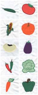 Applique Veggies Machine Embroidery Designs  