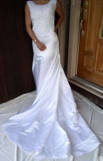 VINTAGE WOMAN BEIGE FORMAL GOWN BRIDAL WEDDING DRESS 4  