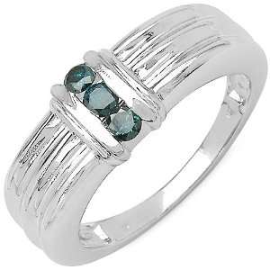  0.24 Carat Genuine Blue Diamond Sterling Silver Ring 