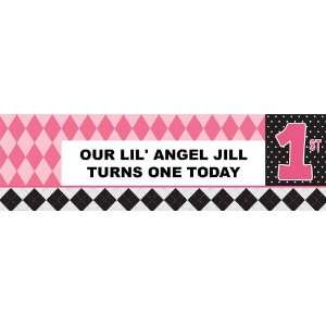  Pink Argyle Personalized Banner Large 30 x 100 Health 