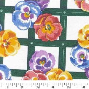  54 Wide PANSY TRELLIS TABLECLOTH VINYL Fabric By The 