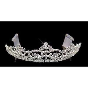 com Silver Crystal Crown Tiara with Combs for Wedding, Prom, Pageant 