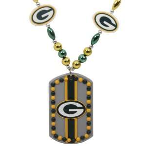    Green Bay Packers Rubber Dog Tag Beaded Necklace
