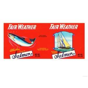 Fair Weather Brand Salmon Label   Seattle, WA Premium Poster Print 