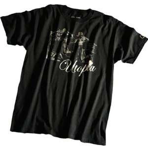 Utopia Optics Vintage Moto Mens Short Sleeve Fashion Shirt   Black 