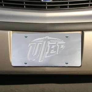  UTEP Miners Silver Mirrored Team Logo License Plate 