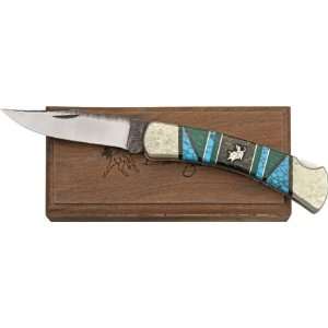  Buck 110 Chipped Flint Blade Knife with Bullrider Shield Channel 
