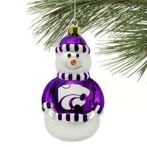 Kansas State Wildcats Blown Glass Snowman Ornament