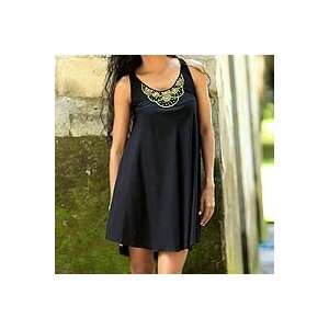  NOVICA Rayon dress, Majapahit Sophistication in Black 