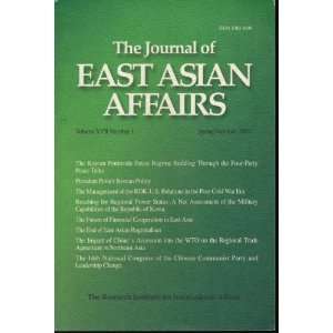 The Journal of East Asian Affairs (Volume XVII, Number 1 