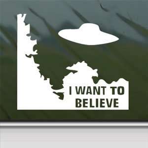  I WANT TO BELIEVE Alien UFO X Files White Sticker Laptop 