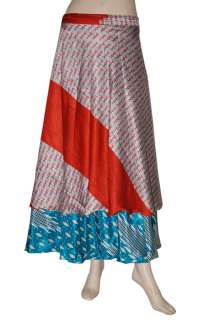  Printed Silk Sari with Umbrella Cut Two Layer, Long & Open Waist