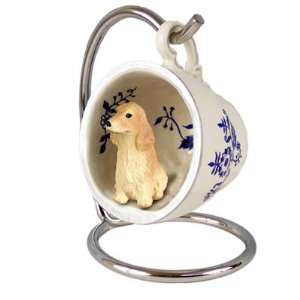  English Cocker Blue Tea Cup Dog Ornament   Buff