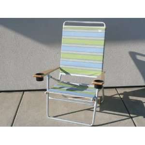  Light N Easy Beach Chair with Cup Holders Coastal Fabric 
