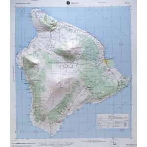   Relief Map in the state of Hawaii with OAK WOOD Frame