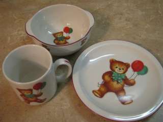 REUTTER West Germany CHILDS DINNER SET Teddy Bear PLATE/BOWL/MUG CUP 