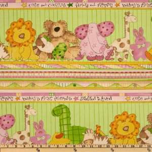  44 Wide Babies First Friends Border Stripe Pink/Lime 