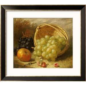  An Upturned Basket of Grapes, an Apple and Other Fruit 