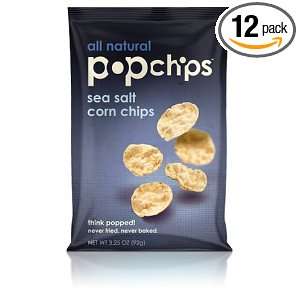 Popchips Sea Salt, Corn Chips, 3.25 Ounce Bags (Pack of 12)  
