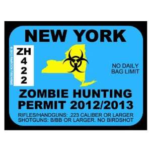  New York Zombie Hunting Permit 2012 (Bumper Sticker 