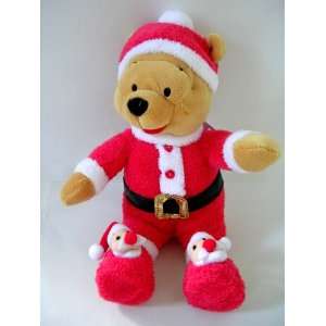 Disney Christmas Santa Claus Winnie The Pooh Plush Doll 