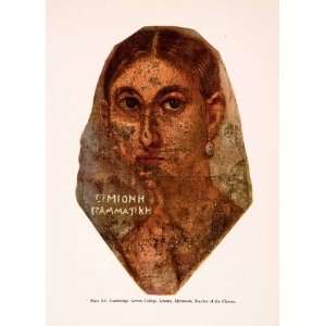  1929 Color Print Hermione Greek Myth Woman Portrait Fresco 