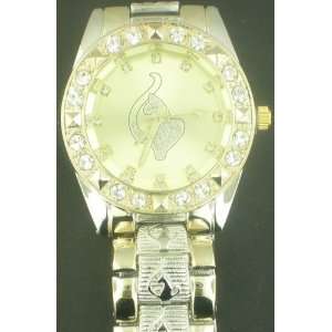   BABY PHAT TWO TONE GOLD FACE WHITE LOGO HIP HOP WATCH 