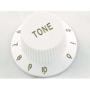 Guitar tone control knob in white. Suits Fender Stratocasters and 